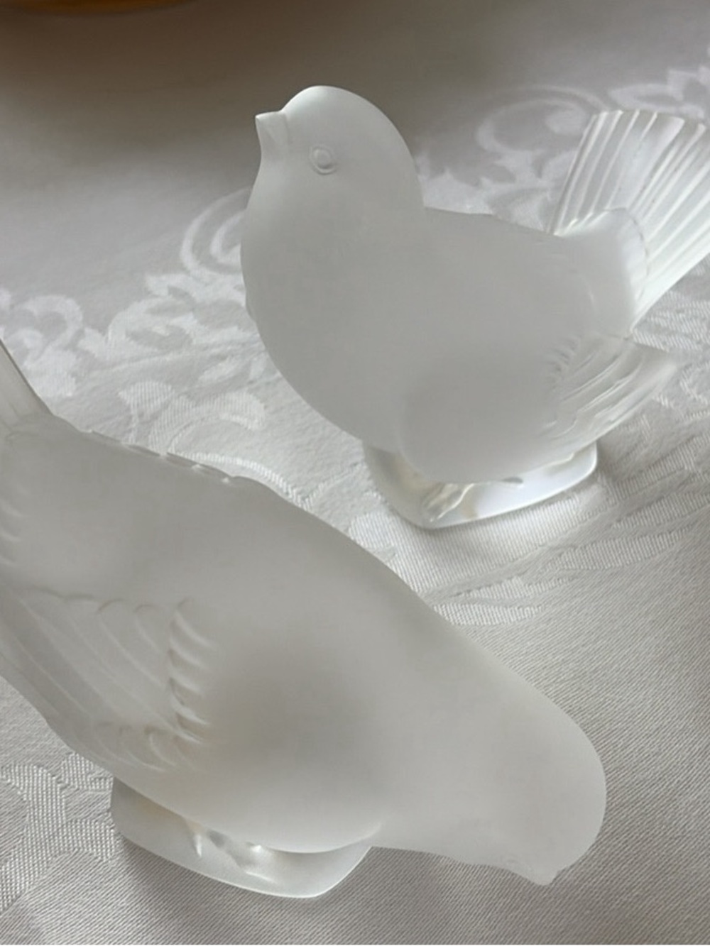 Vintage Lalique Frosted Crystal Birds
